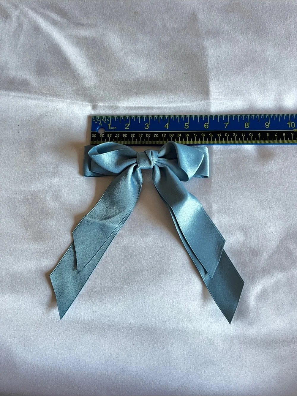 Light Blue Satin Ribbon Hair Bow Clip Barrette Large 6